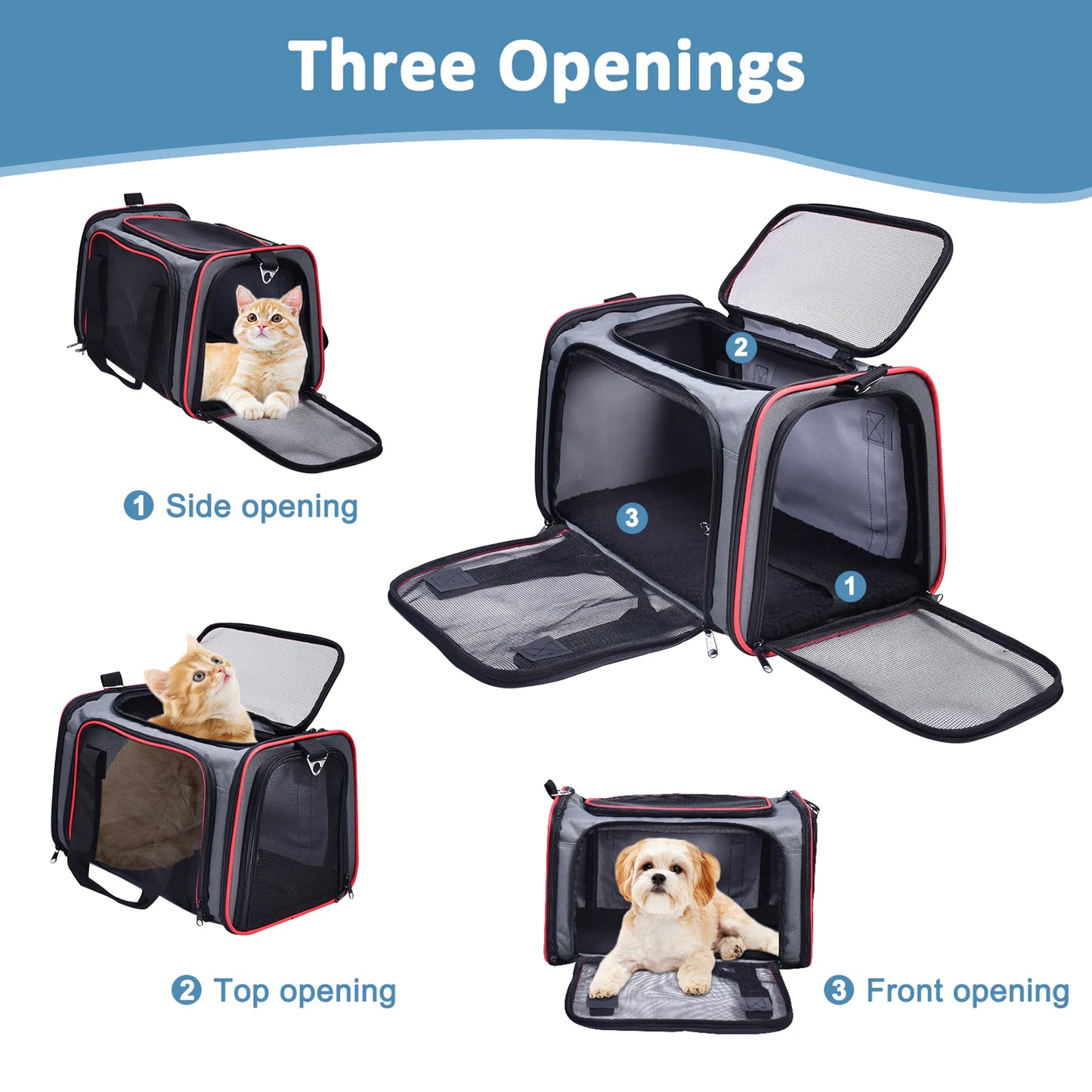 Transportín blando GOOPAWS para perros y gatos pequeños (aprobado por aerolíneas)