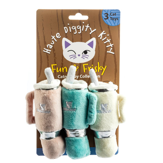 Paquete de 3 juguetes de hierba gatera orgánica Snuggly Cup