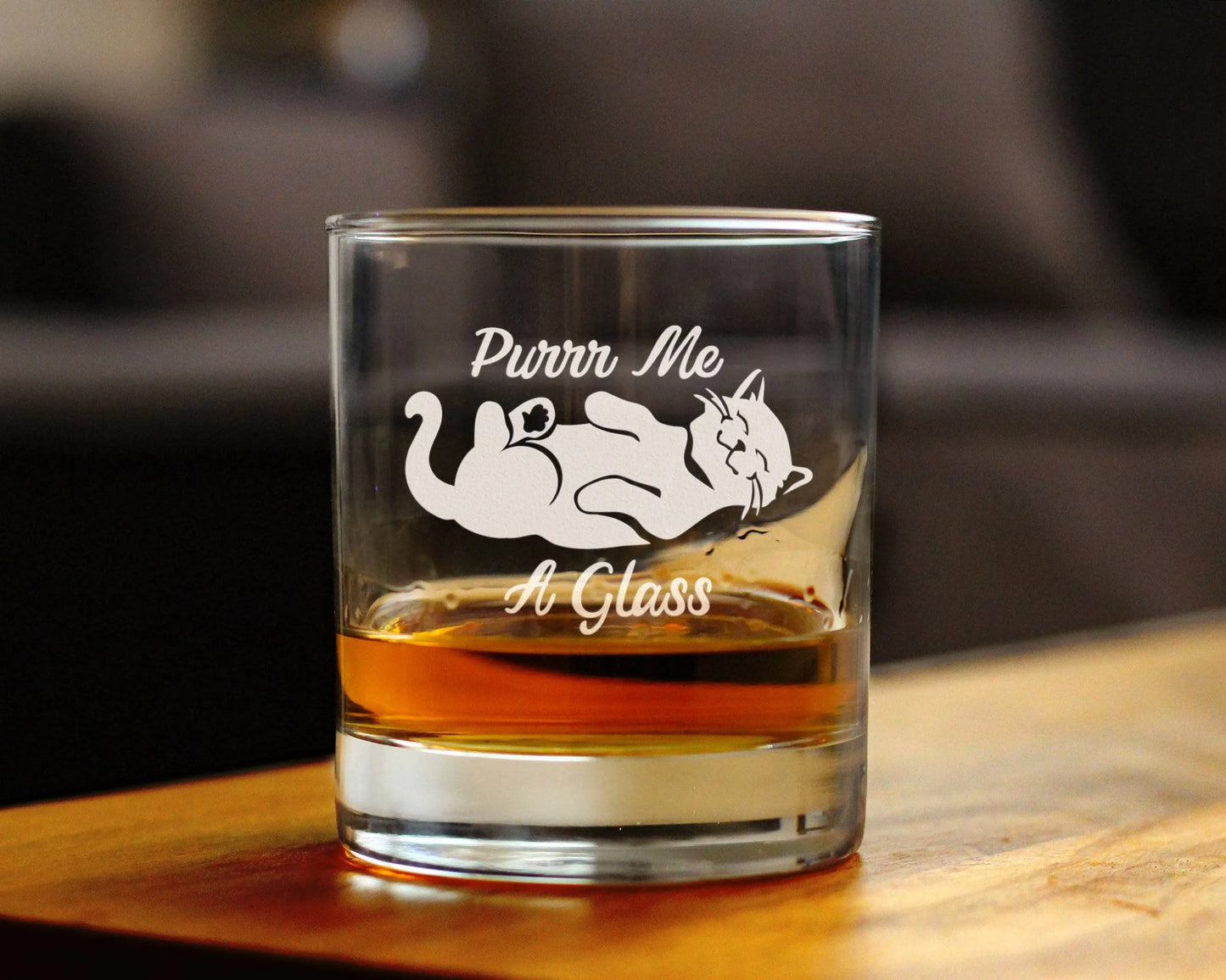 Purr Me A Glass Whiskey Rocks Glass