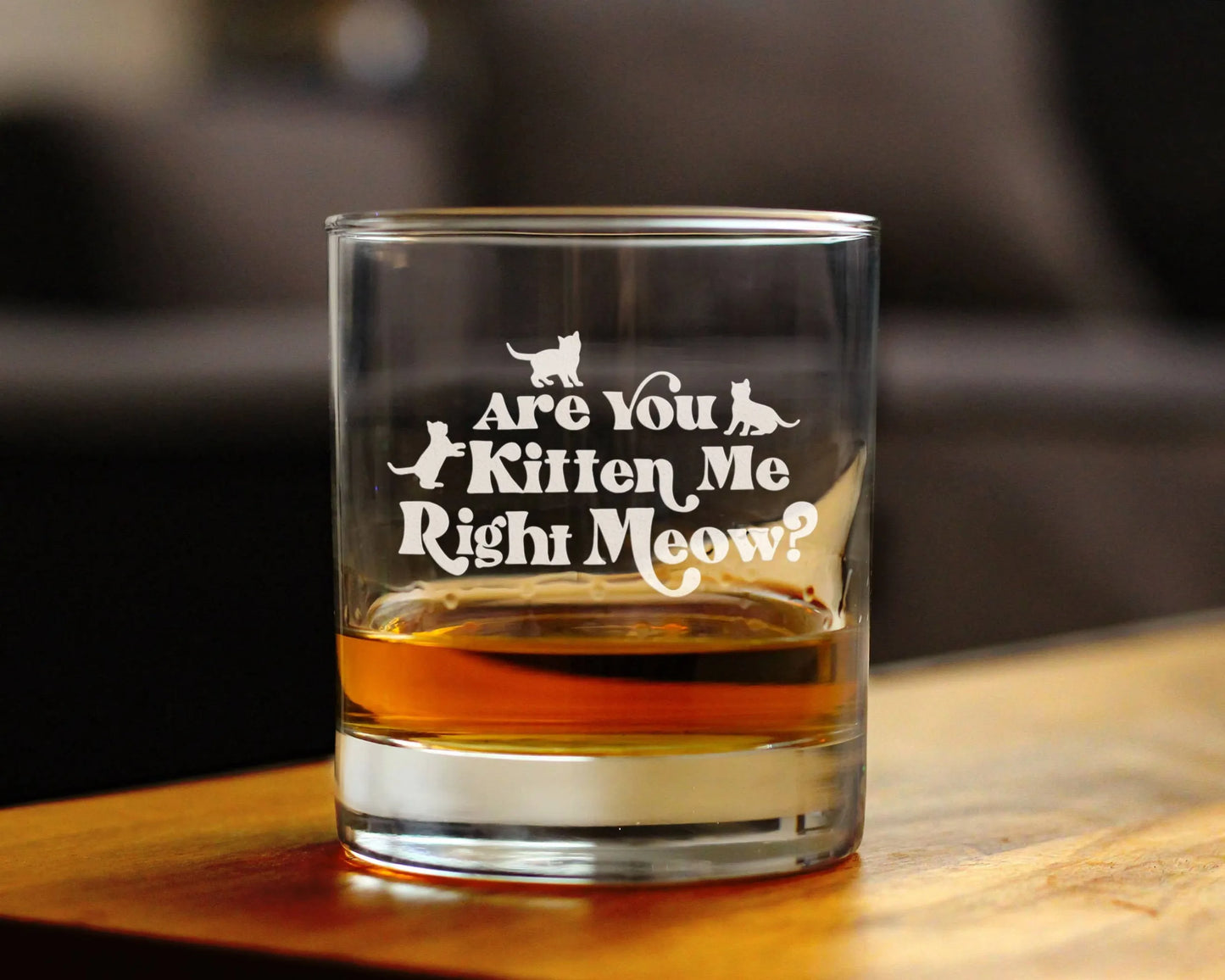 Kitten Me Right Meow Whiskey Rocks Glass