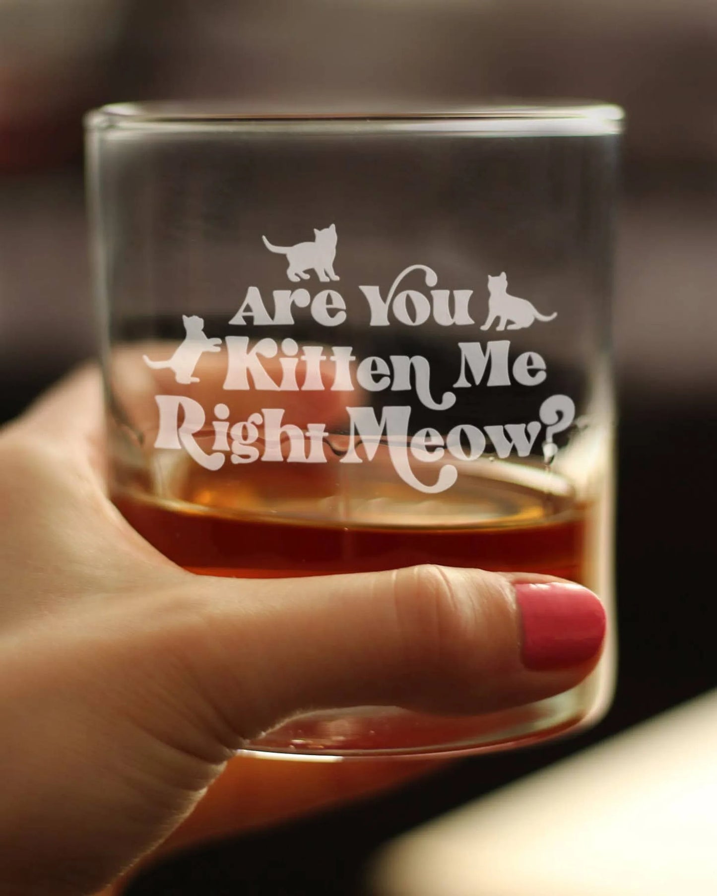 Kitten Me Right Meow Whiskey Rocks Glass